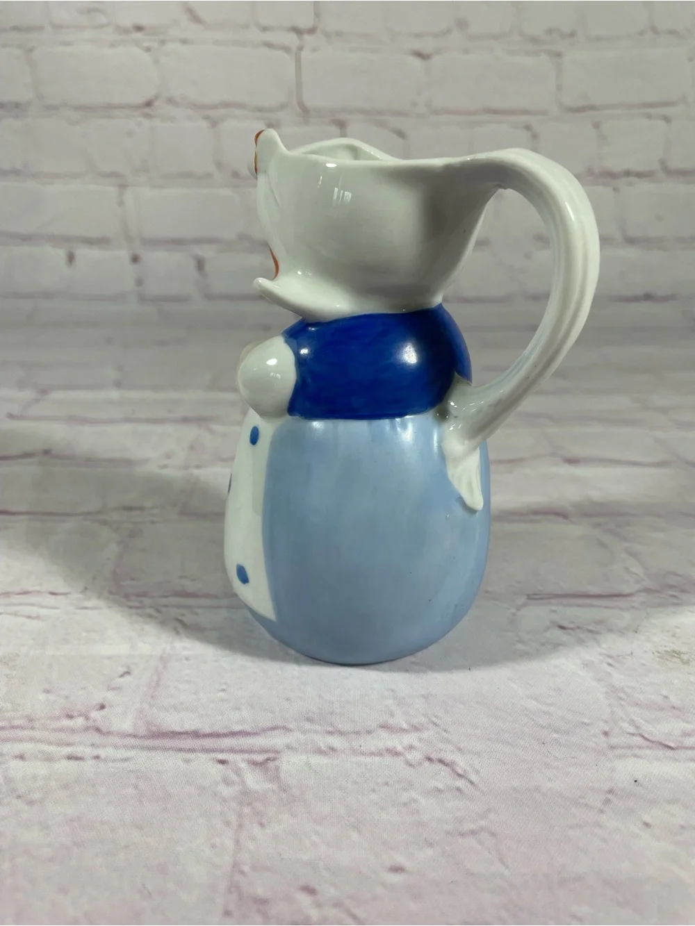 Vintage Dutch Girl Holding Flowers Hand Painted Ceramic Creamer Pitcher Germany